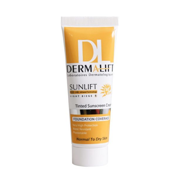 کرم ضد آفتاب پوست خشک SPF50 سان لیفت بژ روشن